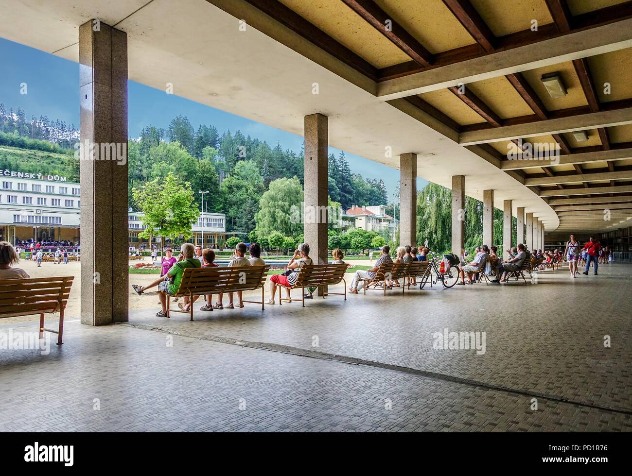 Colonnade, Luhacovice is a spa town in the Zlin Region, Moravia, Czech Republic. Stock Photo