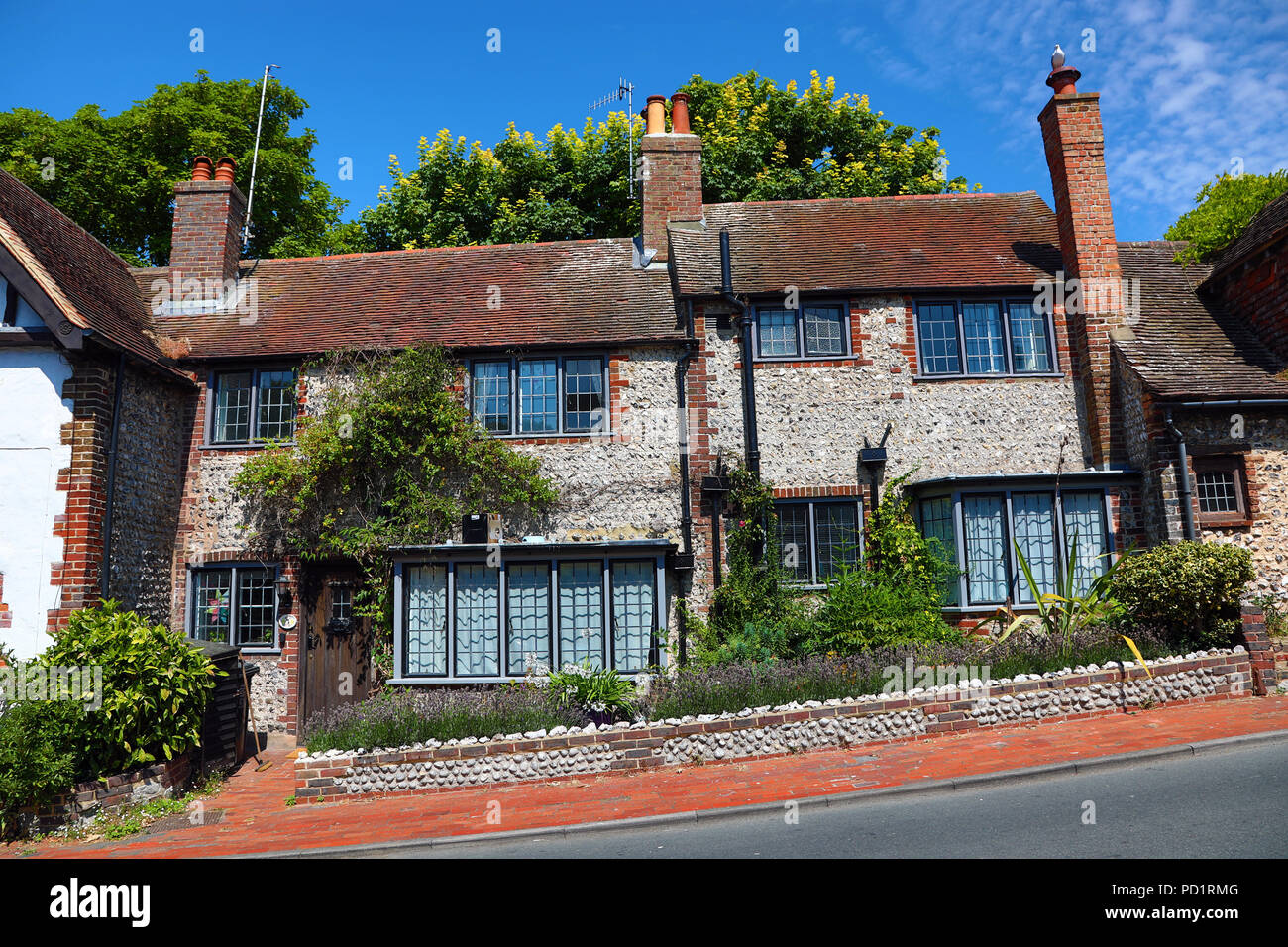 Tudor cottages in the village of Rottingdean, East Sussex, England