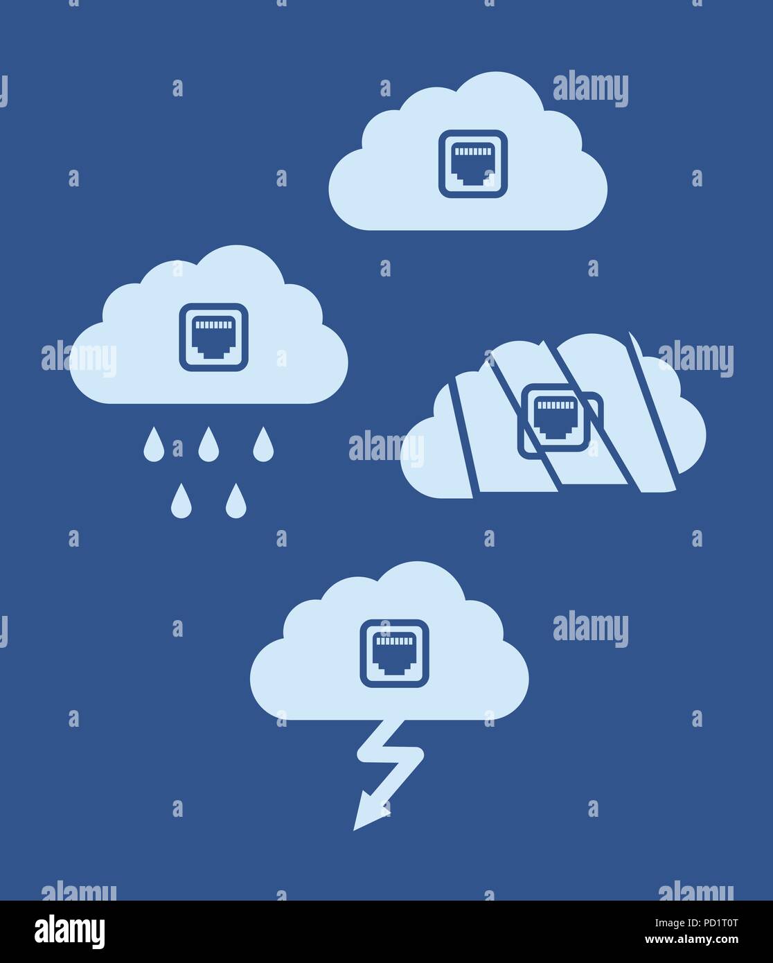 Cloud technology computing concept. Flat design cloud with internet socket - vector illustration Stock Vector