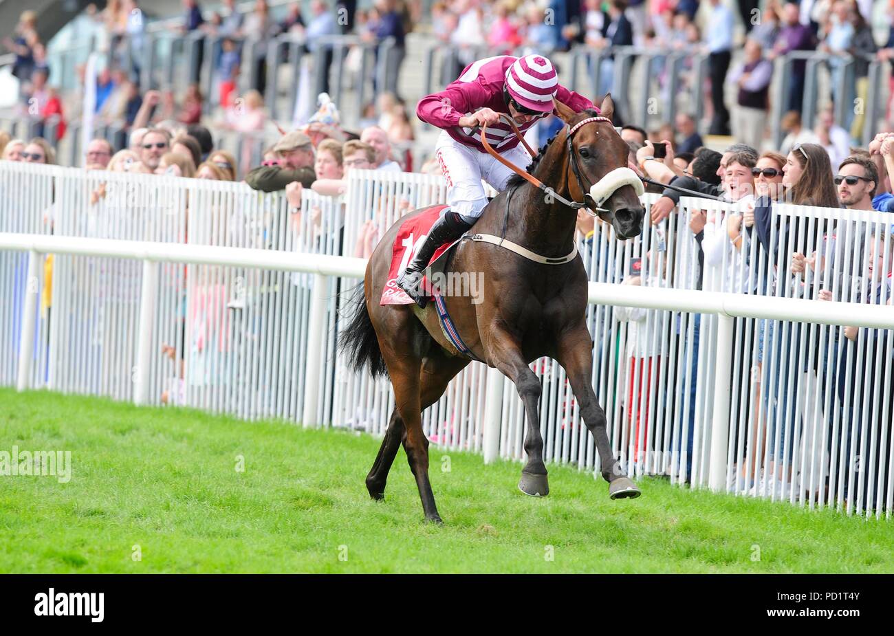 Lizzies Champ ridden by Davy Russell on their way to winning the Kenny Galway Handicap Hurdle during day seven of the Galway Summer Festival at Galway Racecourse. Stock Photo