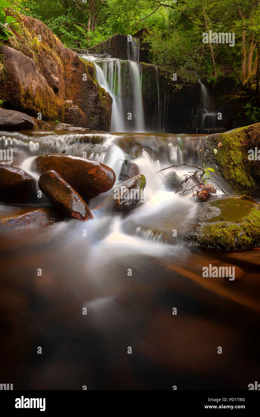 Wet rocks at Blaen y Glyn Waterfalls Stock Photo