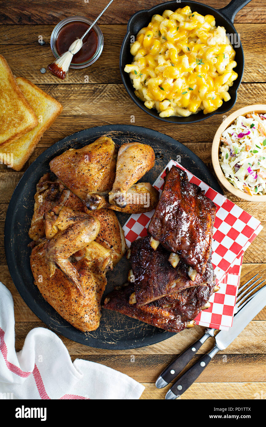 Grilling Photos Ribs Chicken Grilled or smoked ribs and chicken Stock Photo - Alamy