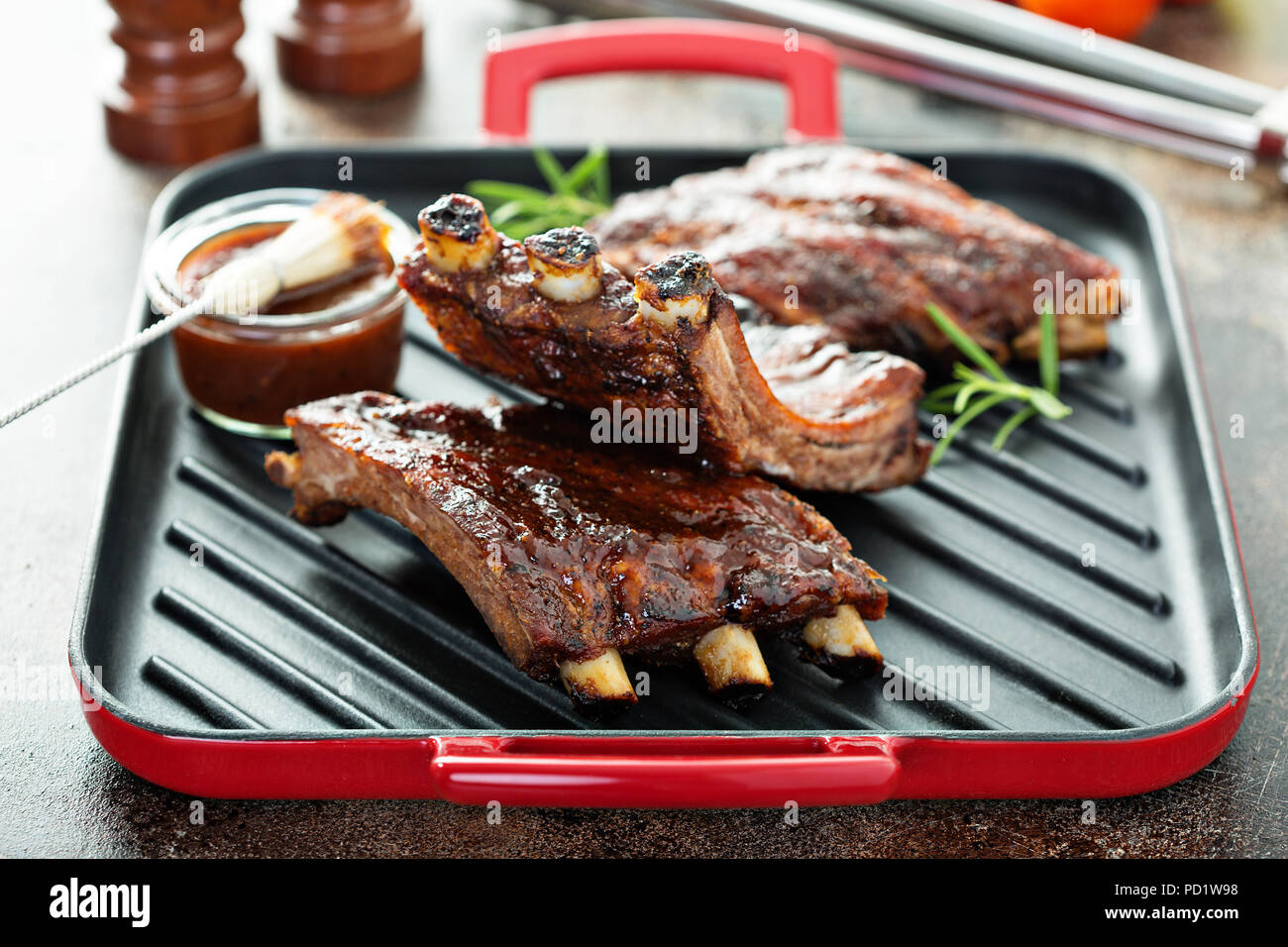 Grilled ribs with barbeque sauce Stock Photo Alamy