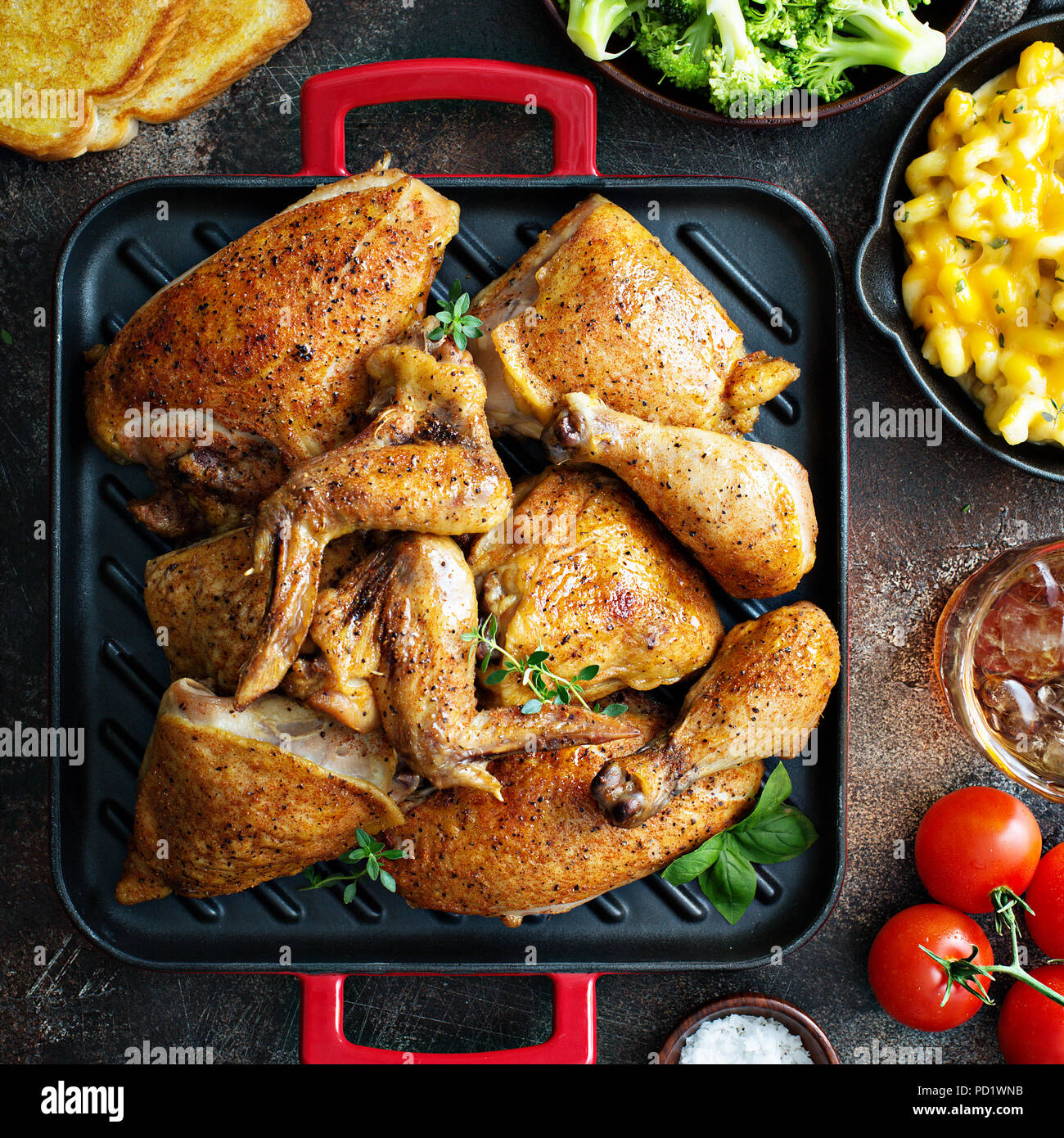 Summer dinner with grilled chicken Stock Photo - Alamy