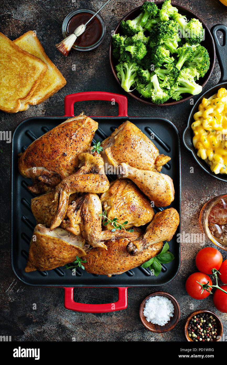 Summer dinner with grilled chicken Stock Photo - Alamy