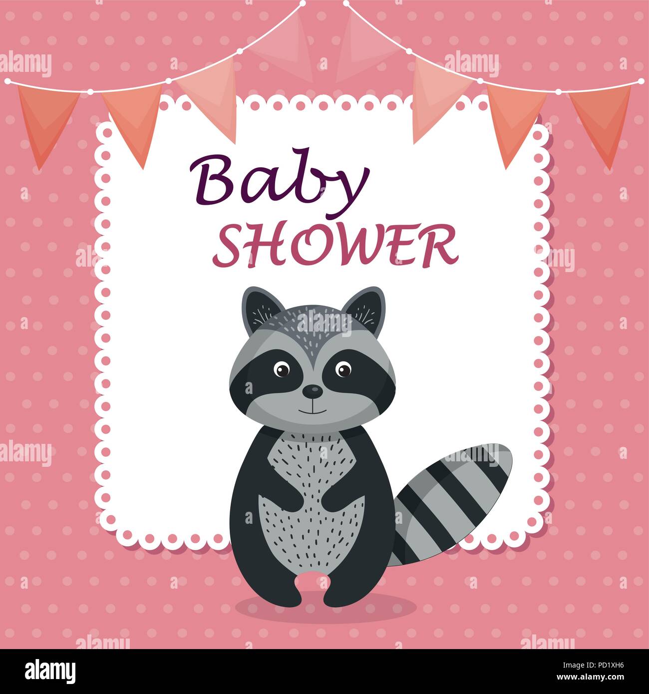 baby shower card with cute raccoon Stock Vector Image & Art - Alamy