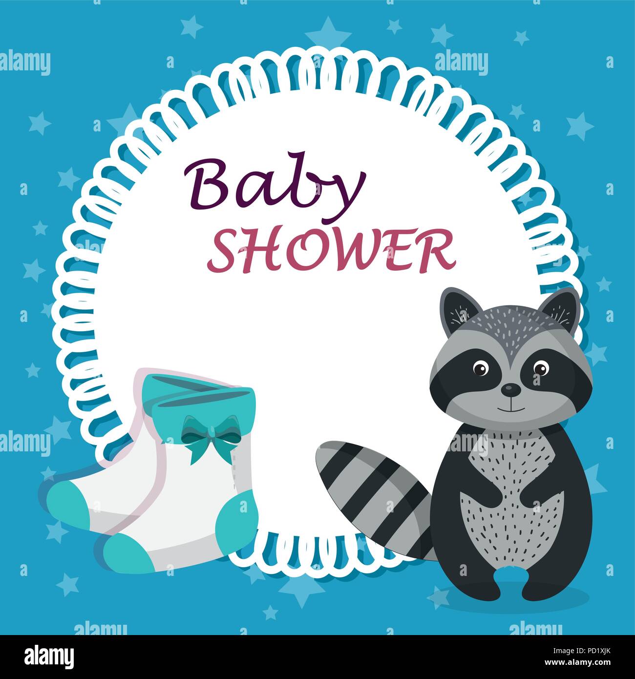 baby shower card with cute raccoon Stock Vector Image & Art - Alamy
