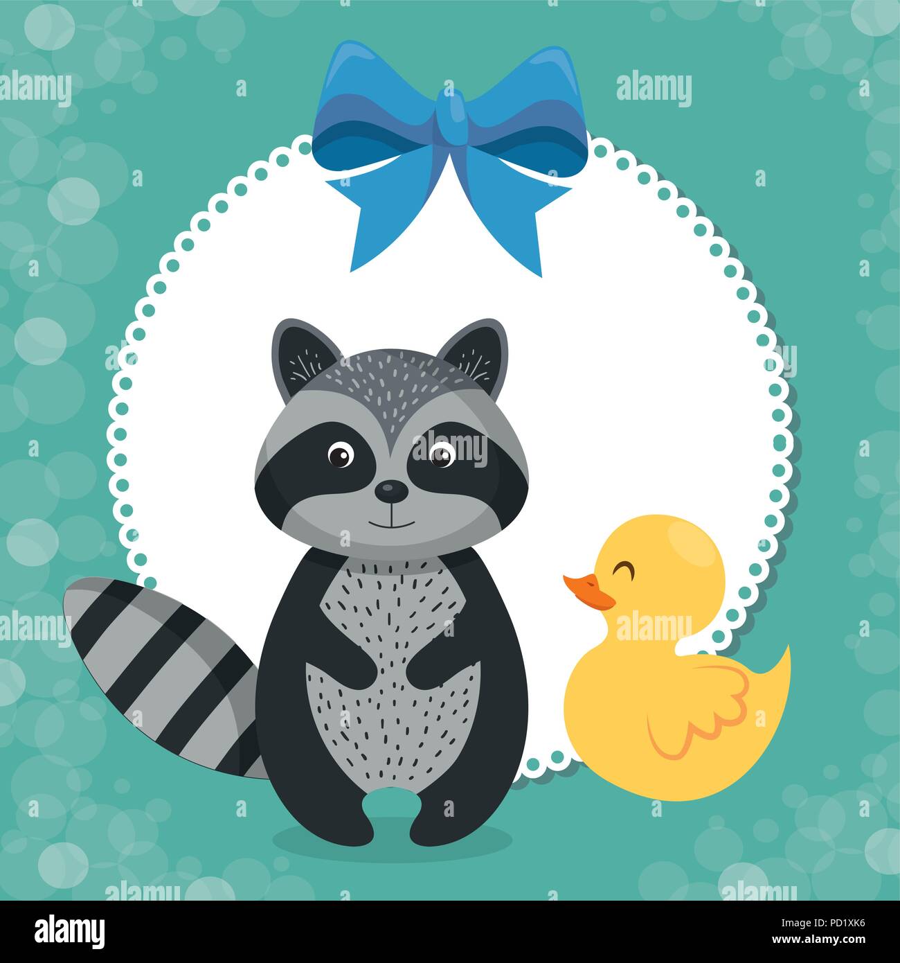 baby shower card with cute raccoon Stock Vector Image & Art - Alamy