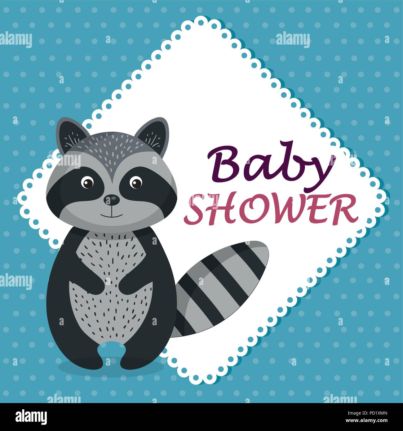 baby shower card with cute raccoon Stock Vector Image & Art - Alamy