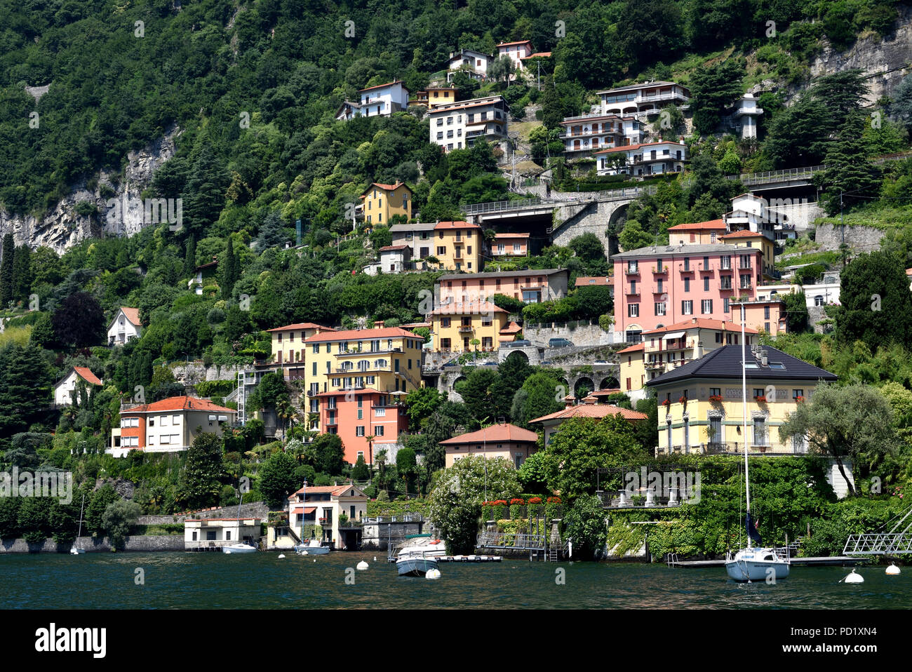 Lago di Como (Lake Como) is a lake of glacial origin in Lombardy Italy Italian . Stock Photo