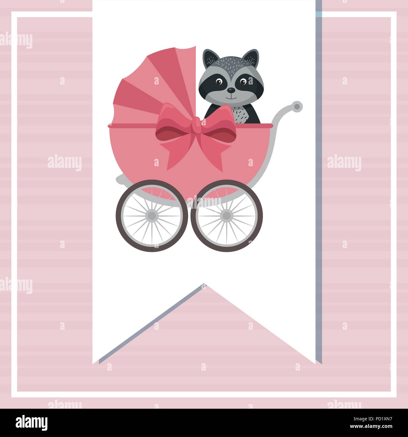 baby shower card with cute raccoon in cart Stock Vector Image & Art - Alamy