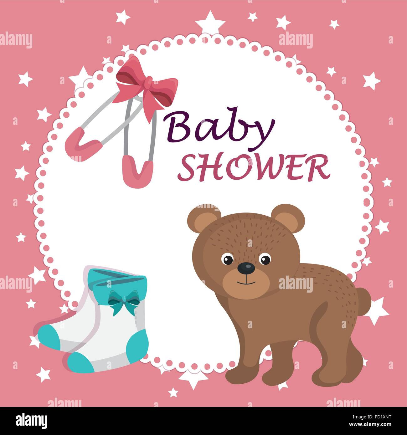 baby shower card with cute bear Stock Vector Image & Art - Alamy