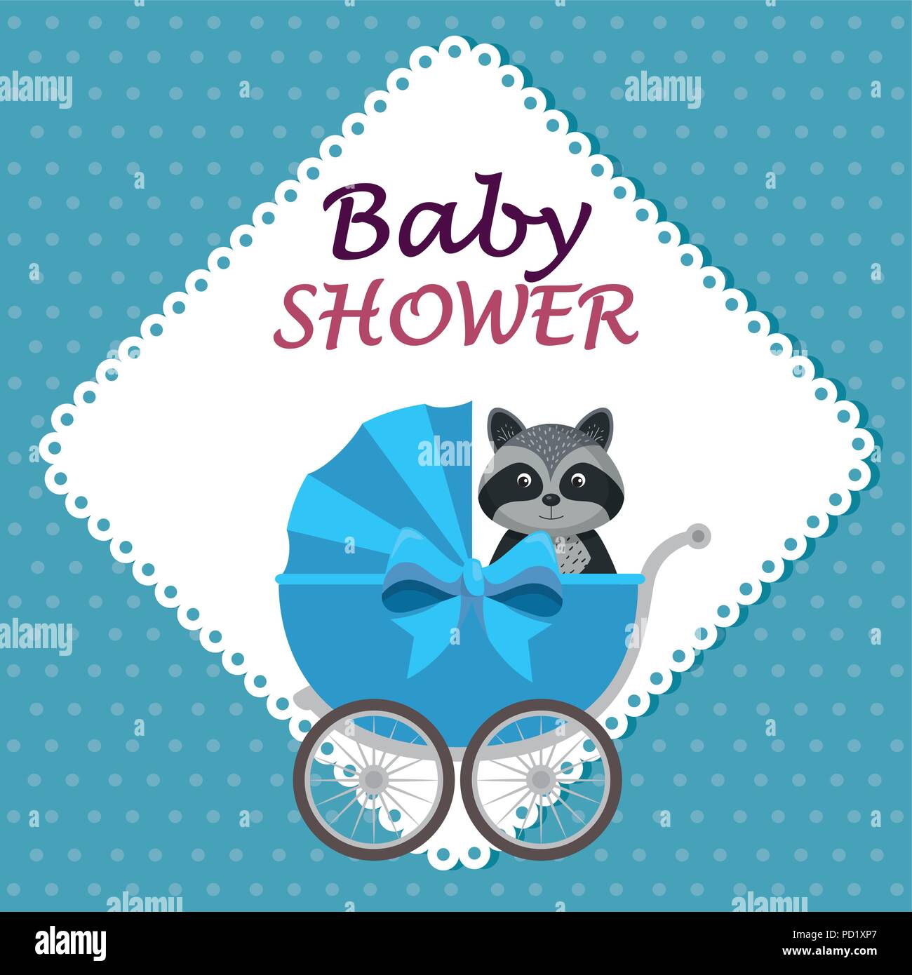 baby shower card with cute raccoon in cart Stock Vector Image & Art - Alamy