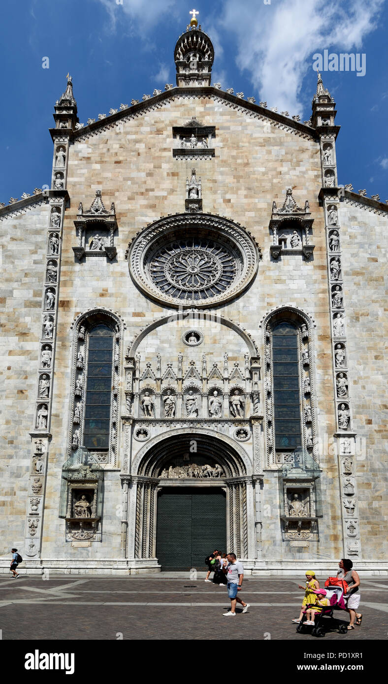 Como Cathedral - italian - Cattedrale di Santa Maria Assunta - Duomo di Como (Lake Como) Italy Stock Photo