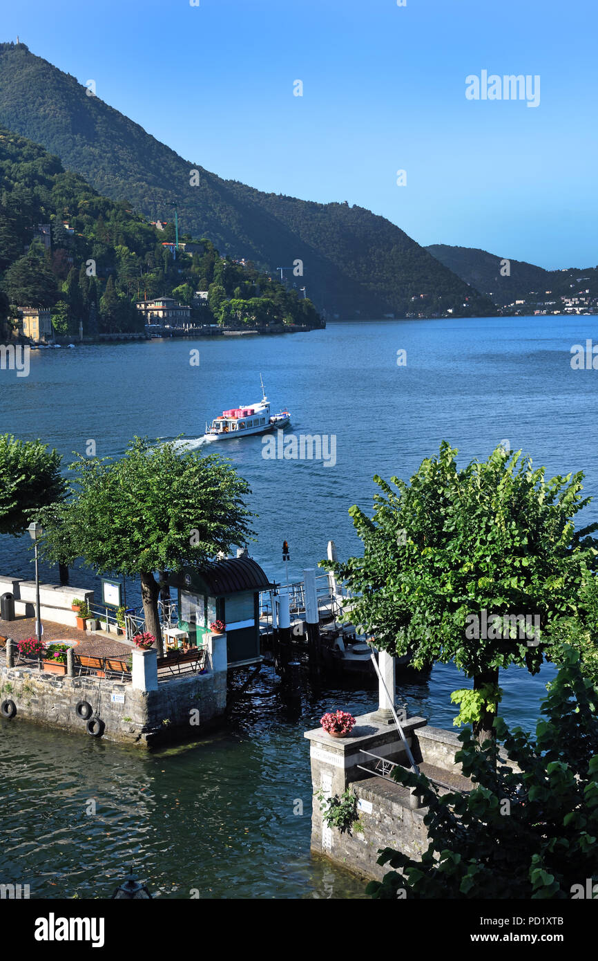 Lago di Como (Lake Como) is a lake of glacial origin in Lombardy Italy Italian . Stock Photo