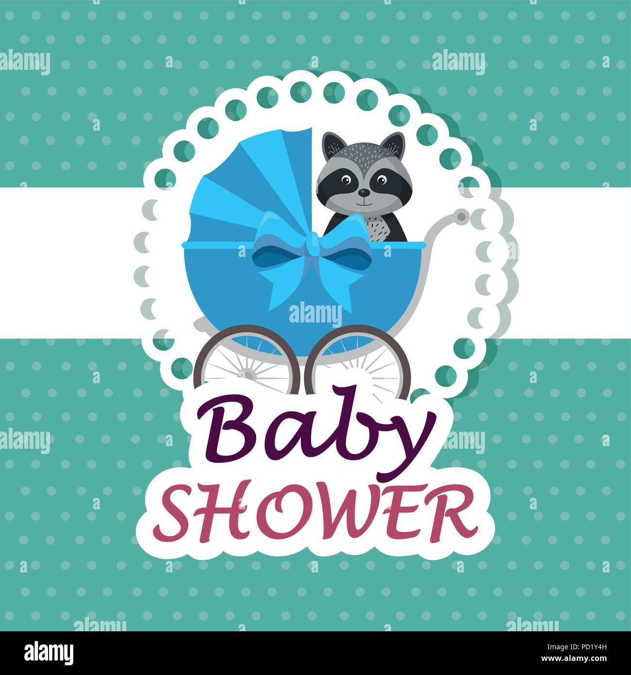 baby shower card with cute raccoon Stock Vector Image & Art - Alamy