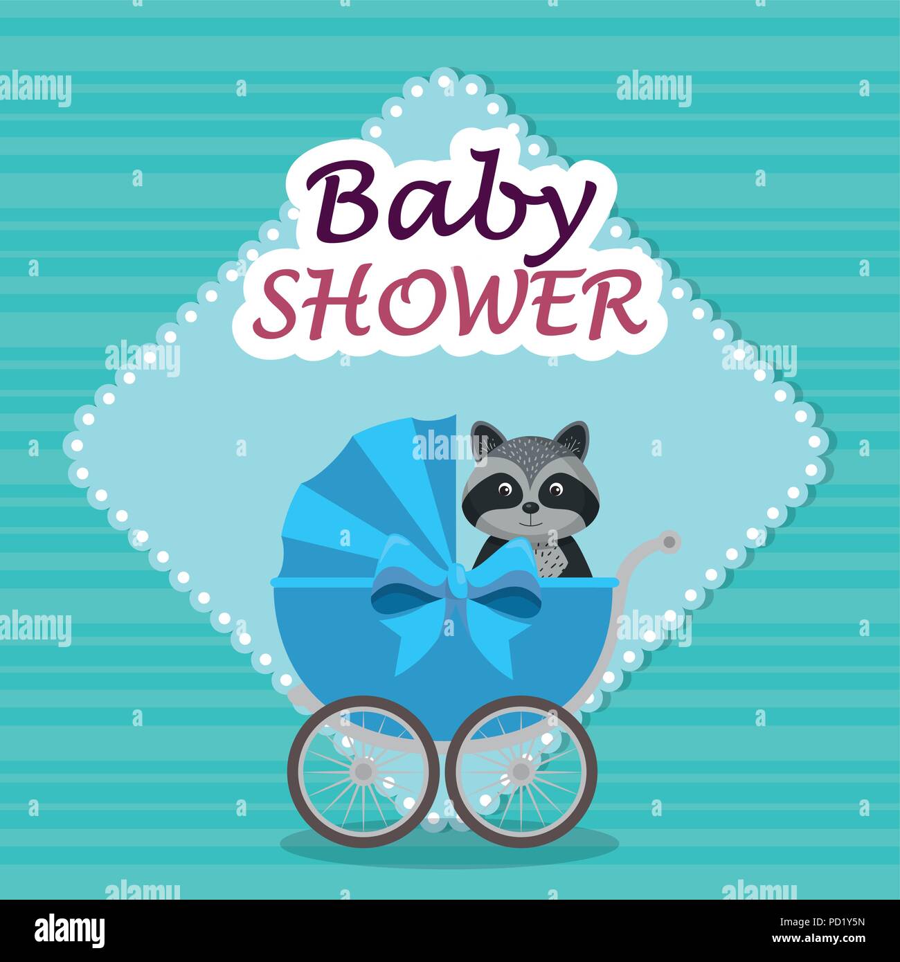 baby shower card with cute raccoon Stock Vector Image & Art - Alamy