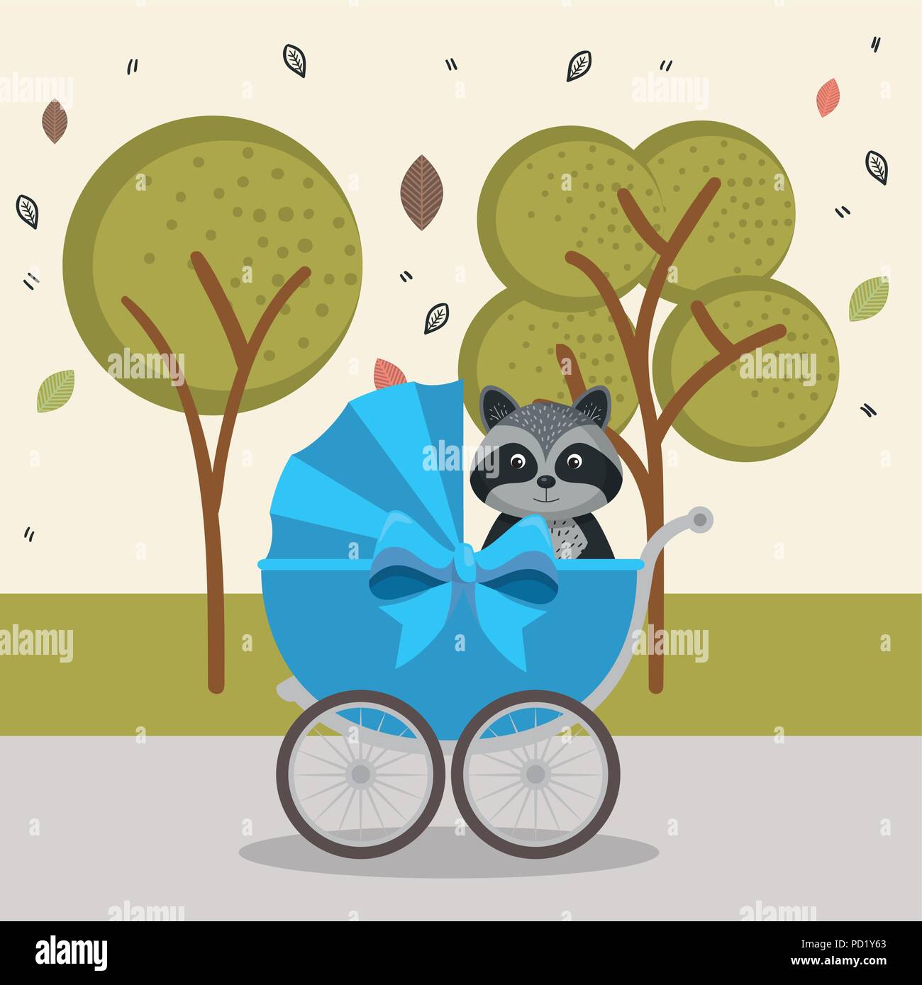 baby shower card with cute raccoon Stock Vector Image & Art - Alamy