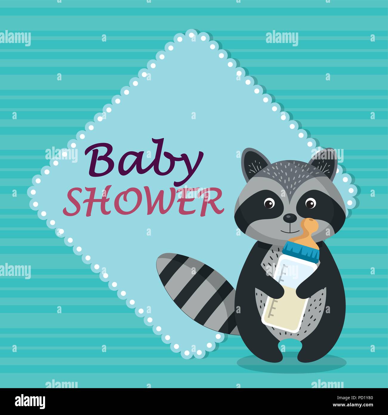 baby shower card with cute raccoon Stock Vector Image & Art - Alamy