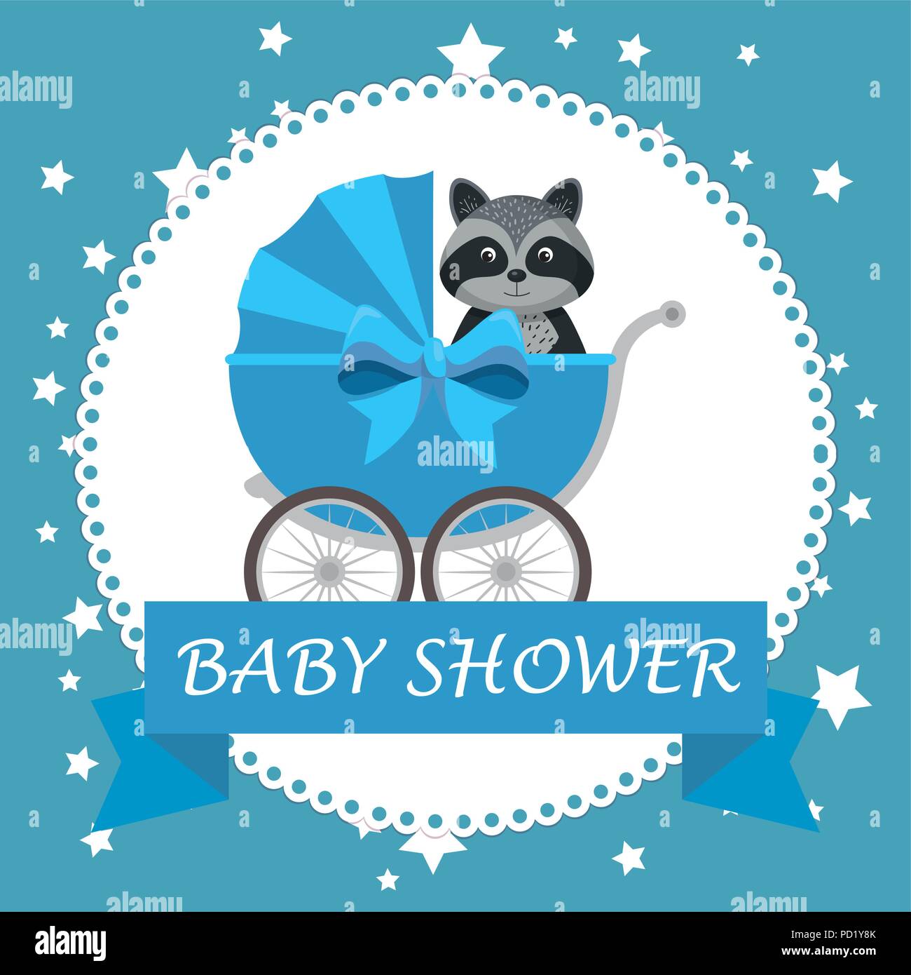 baby shower card with cute raccoon Stock Vector Image & Art - Alamy