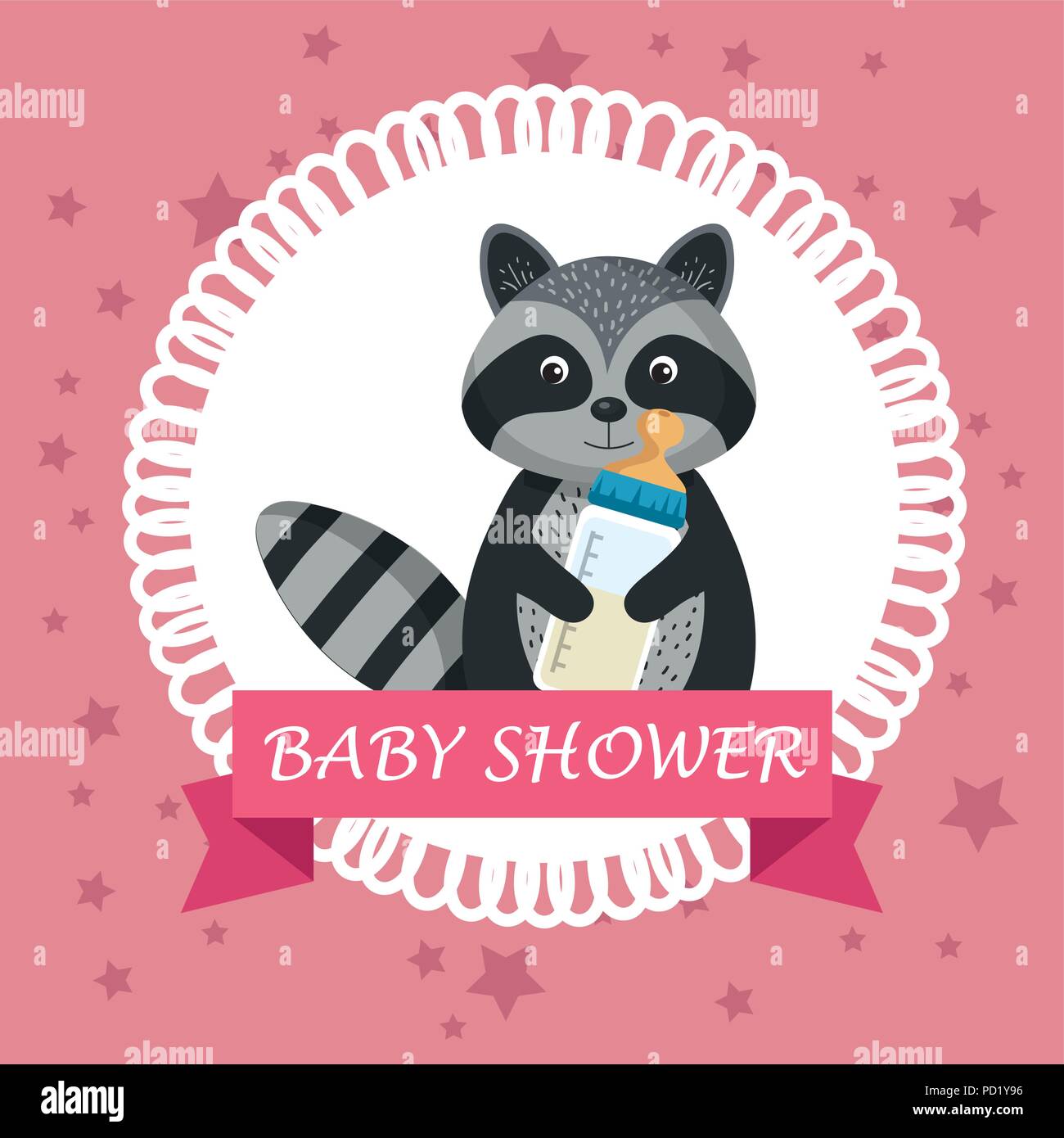 baby shower card with cute raccoon Stock Vector Image & Art - Alamy