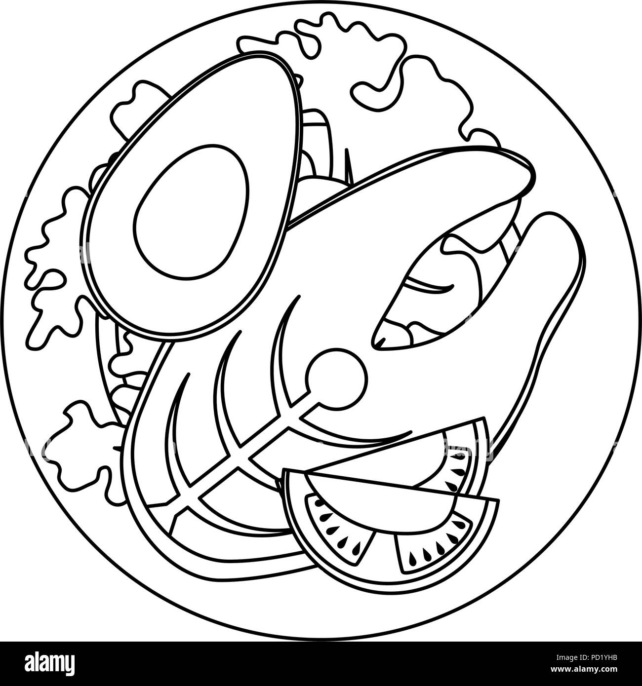 dish with fresh salmon steak and vegetables Stock Vector Image & Art ...
