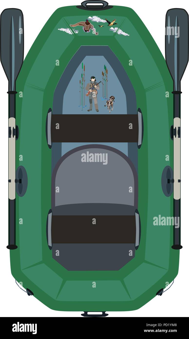 Vector inflatable boat for waterfowl hunting Stock Vector