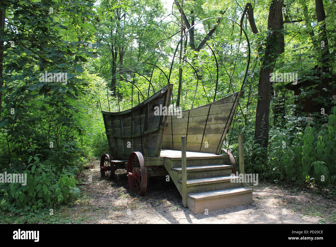 Covered wagon at the Kennicott Grove National Historic Landmark in