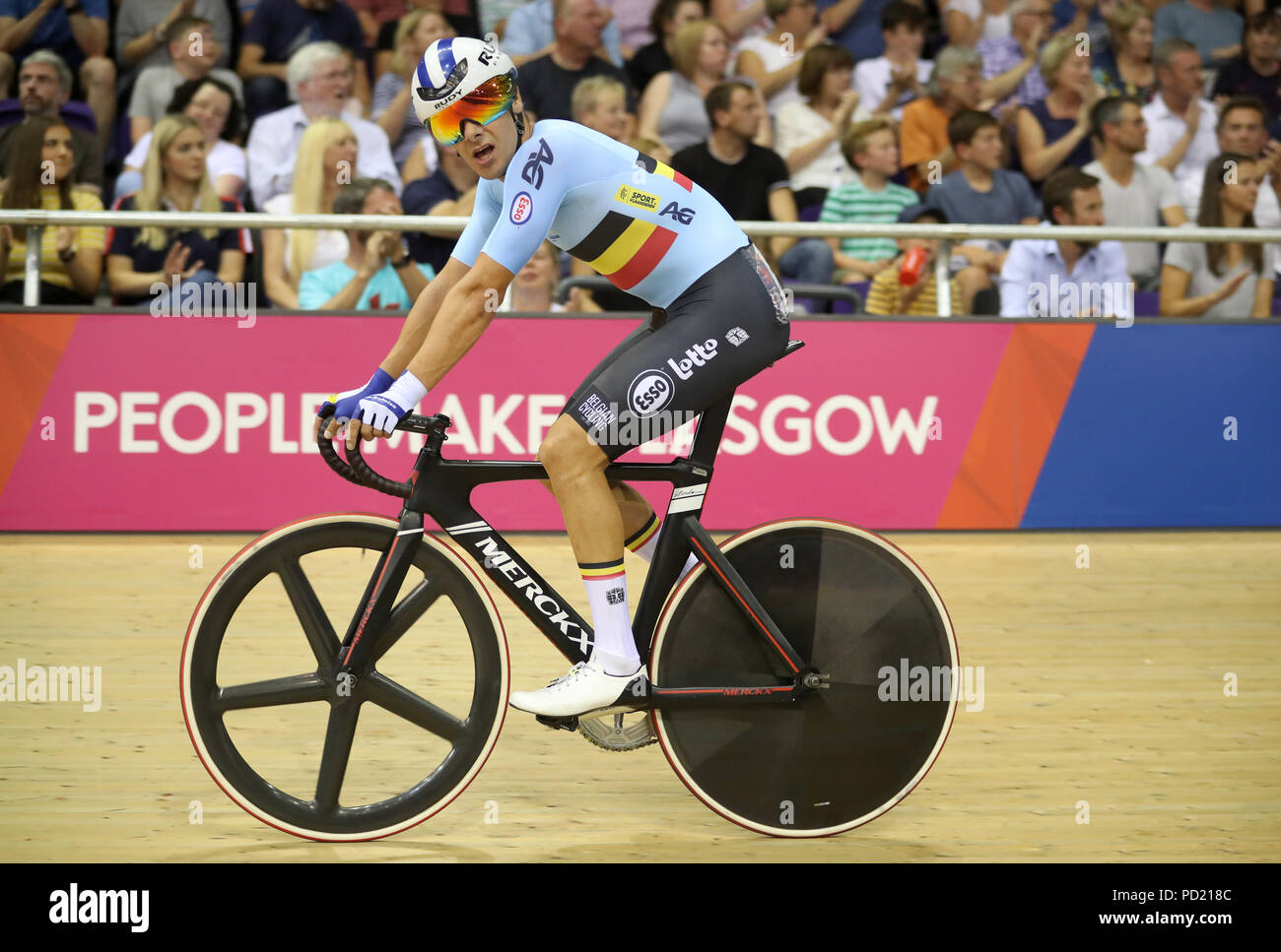 Belgium's Kenny De Ketele during the Mens 40km Points Race during day four of the 2018 European Championships at the Sir Chris Hoy Velodrome, Glasgow. PRESS ASSOCIATION Photo. Picture date: Sunday August 5, 2018. See PA story CYCLING European. Photo credit should read: Jane Barlow/PA Wire. Stock Photo