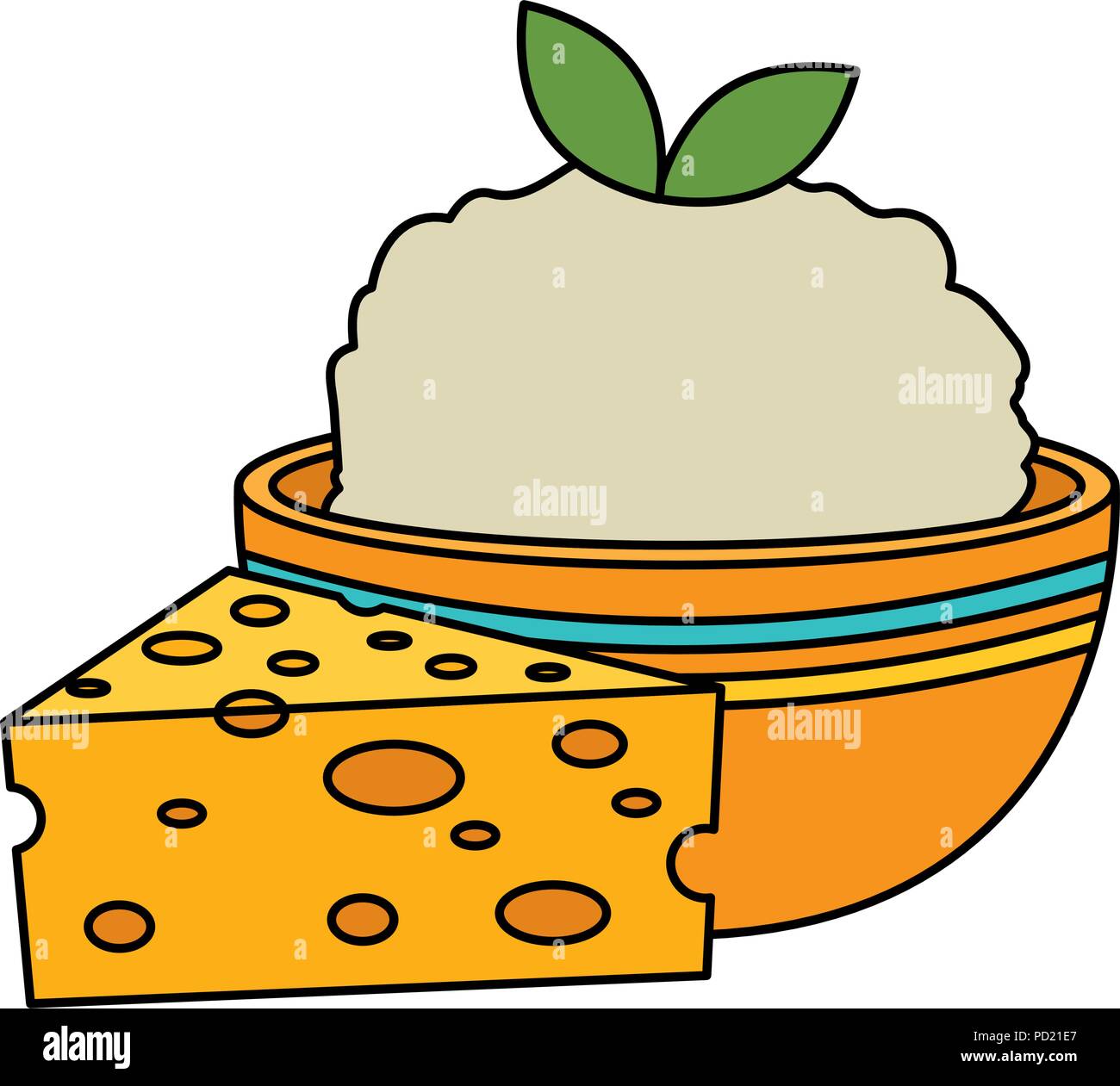 kitchen bowl with mashed potatoes and cheese Stock Vector