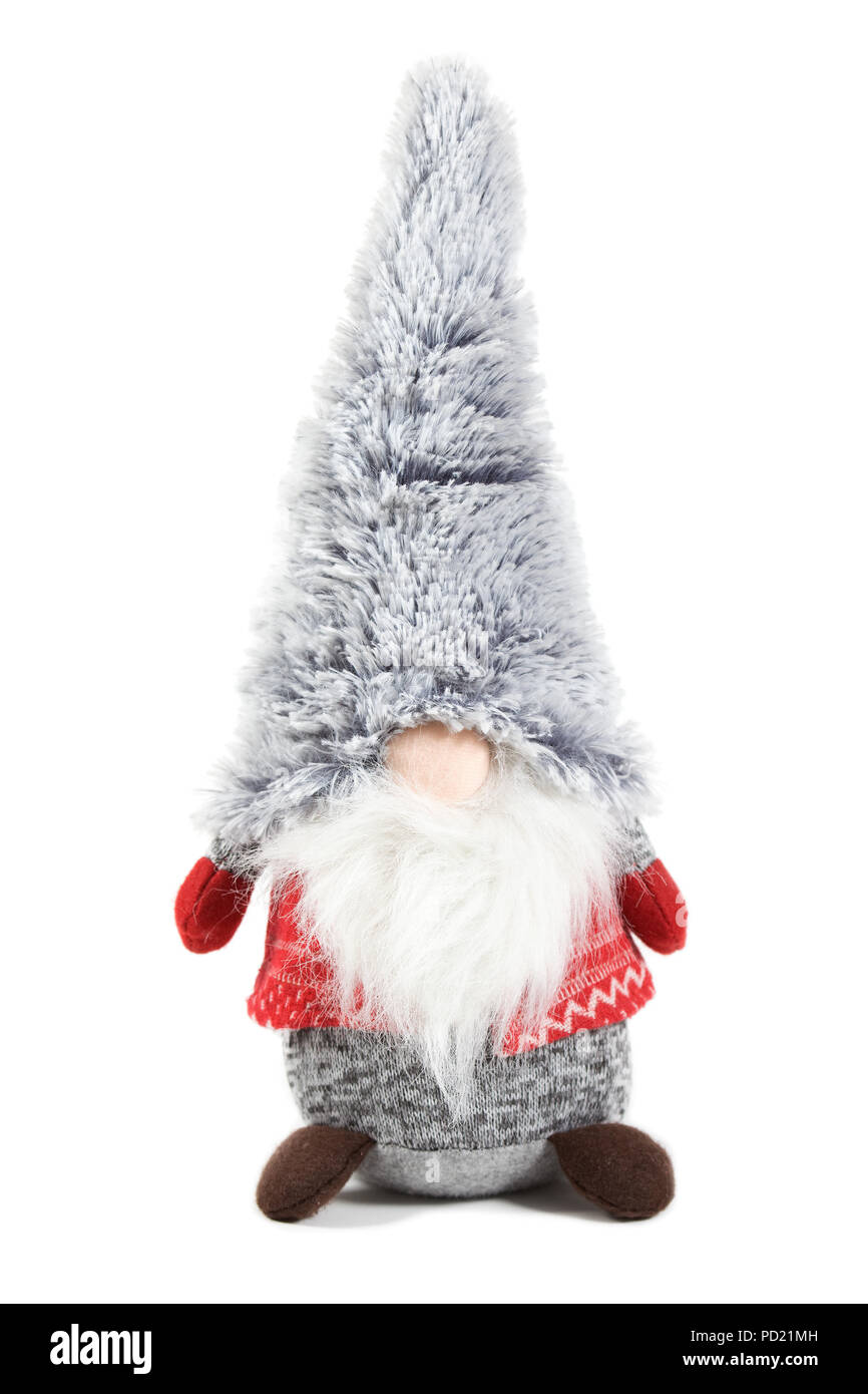 Fluffy christmas gnome on isolated white background Stock Photo