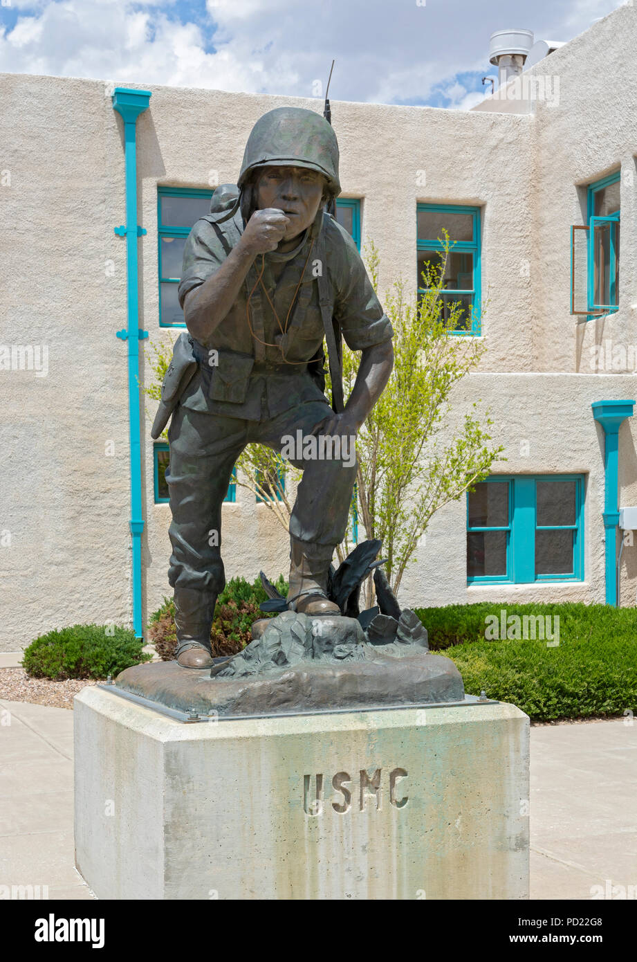 New Mexico, Route 66, Gallup Cultural Center, WWII Navajo Code Talker Memorial Stock Photo