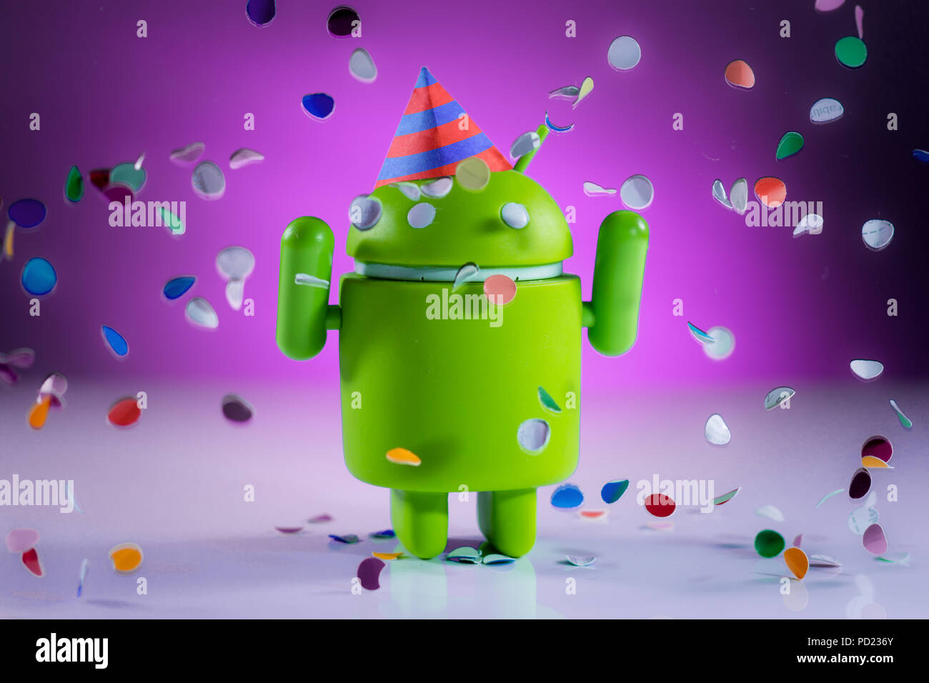 An Android figure celebrating! Stock Photo