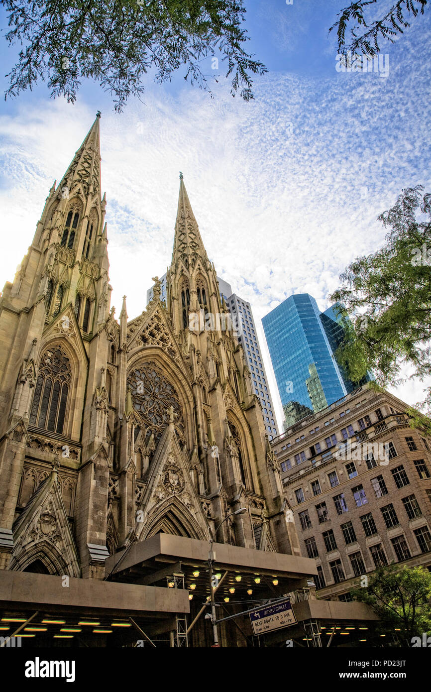 St. Patrick's Cathedral on 5th Avenue in New York City. Stock Photo