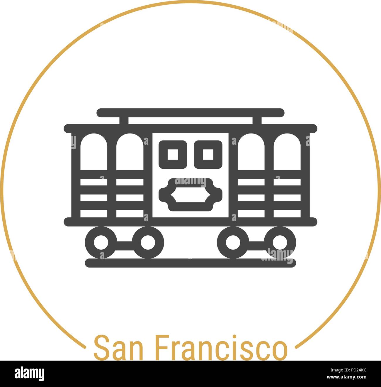 San Francisco, United States Vector Line Icon Stock Vector
