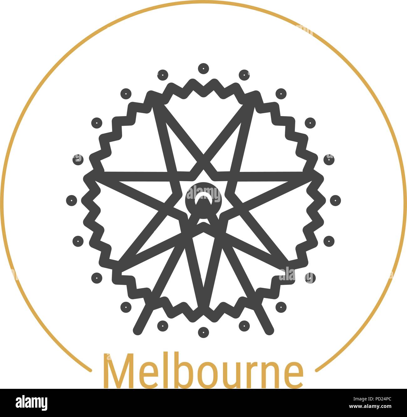 Melbourne, Australia Vector Line Icon Stock Vector
