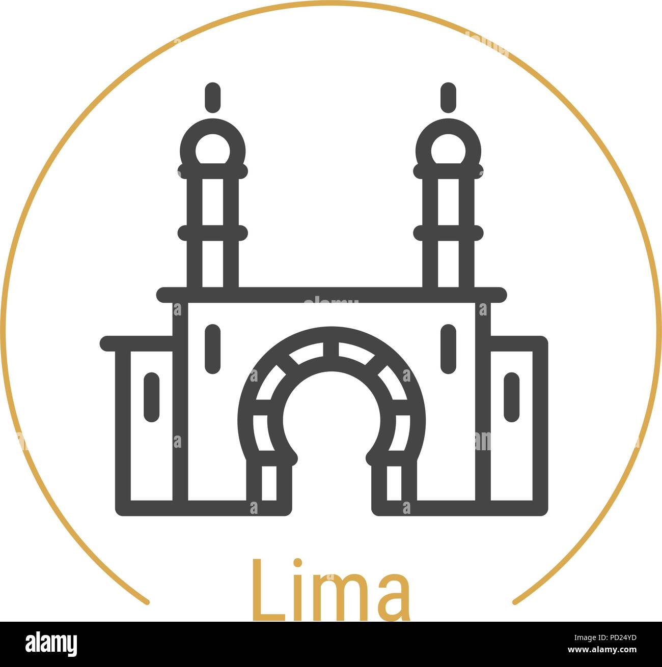 Lima, Peru Vector Line Icon Stock Vector