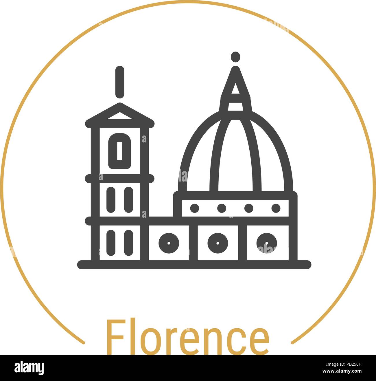Florence, Italy Vector Line Icon Stock Vector