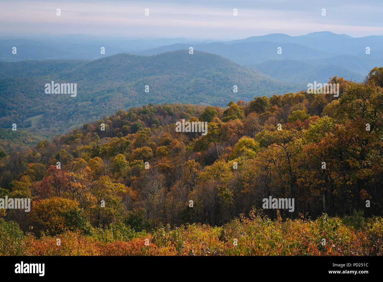 Blue Ridge Mountains Ridges Autumn view of Blue Ridge mountain ridges from Skyline Drive in ...