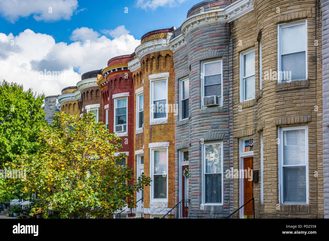 Colorful row houses in Hampden, Baltimore, Maryland Stock Photo Alamy