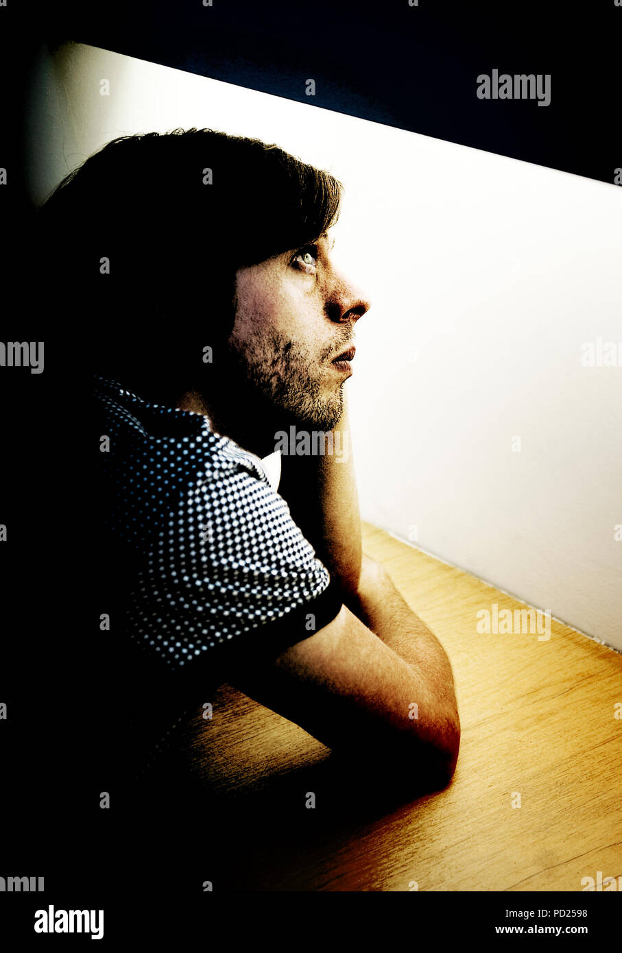 Belgian movie director Felix Van Groeningen in his flat in Antwerp (Belgium, 08/07/2009) Stock Photo