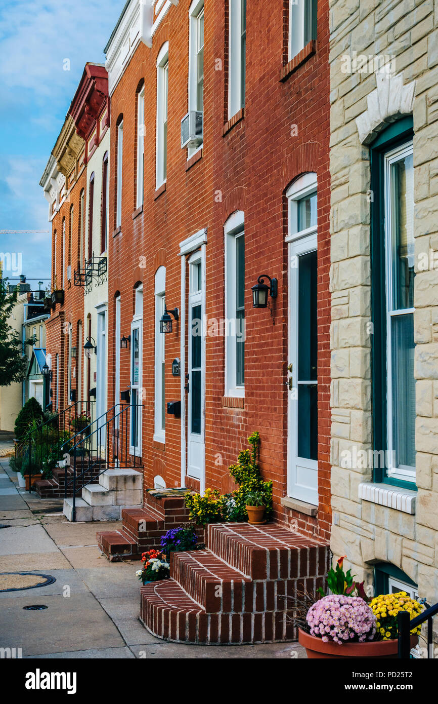Row houses in Federal Hill, Baltimore, Maryland Stock Photo Alamy