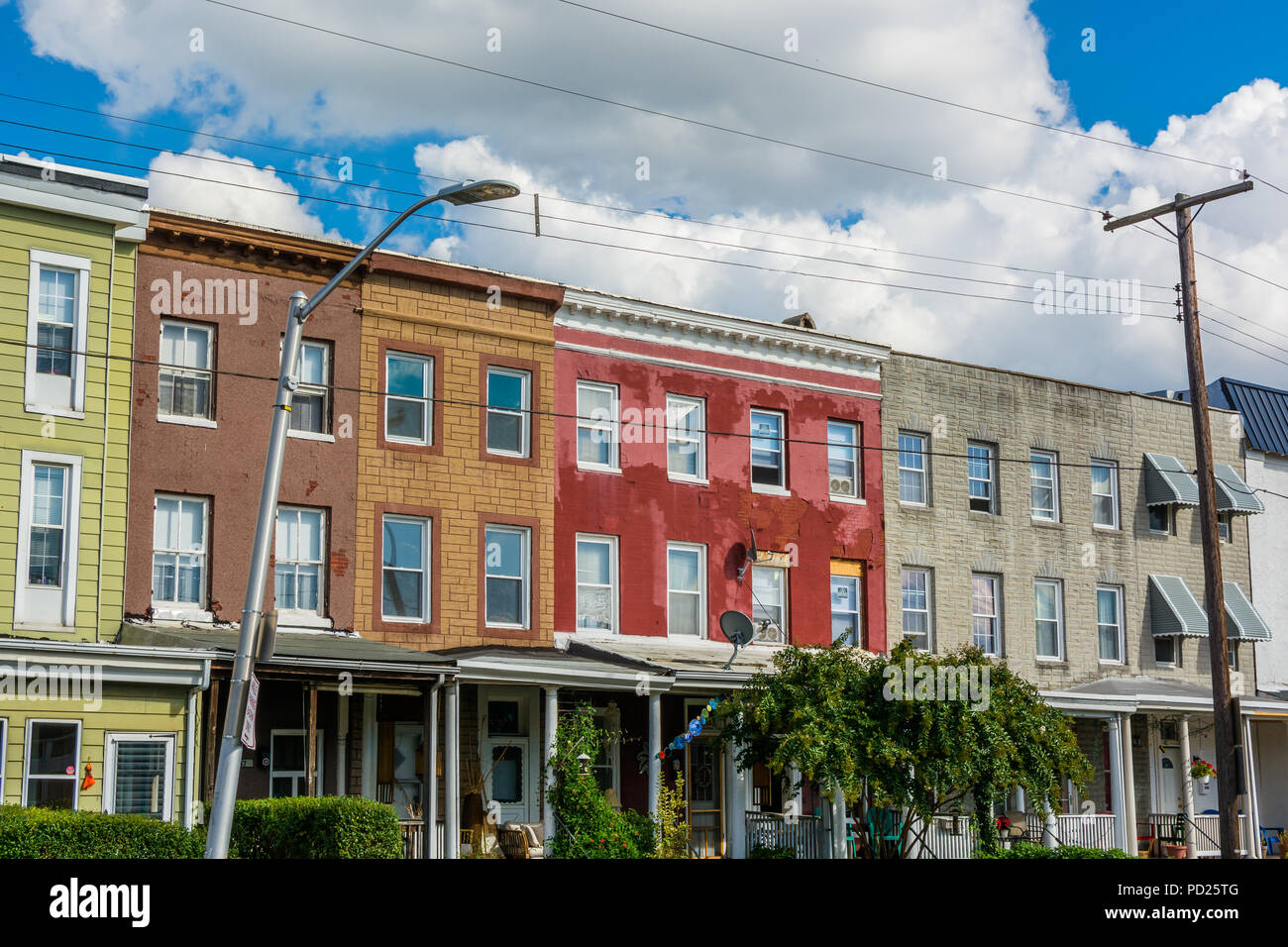 Row houses on Chestnut Avenue in Hampden, Baltimore, Maryland Stock