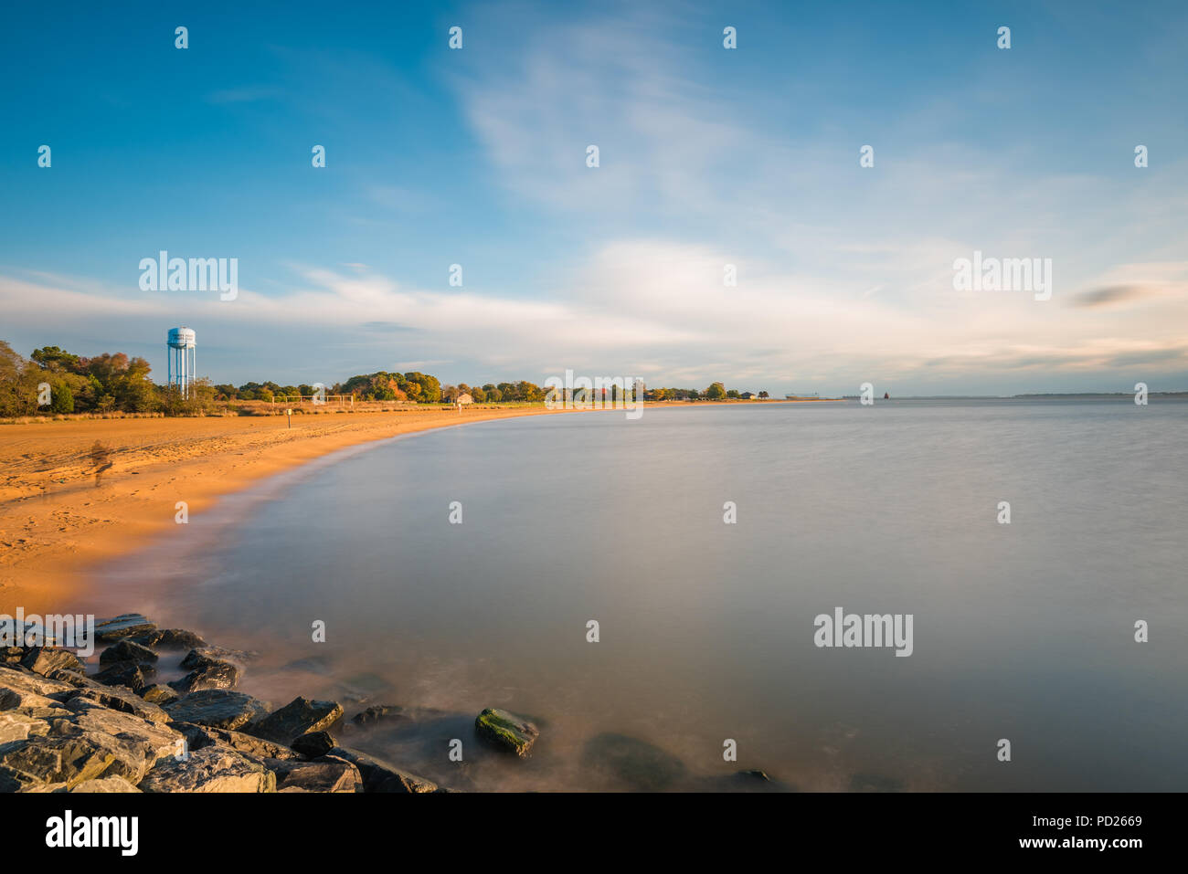 View of the beach at Sandy Point State Park in Annapolis, Maryland