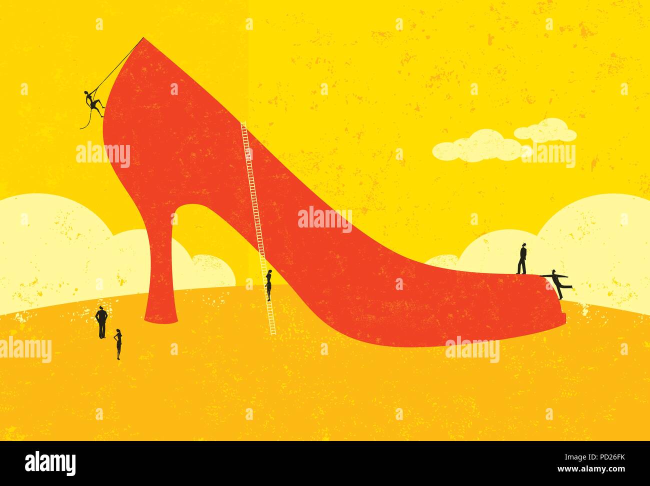 Trying to fill big shoes Business people trying to figure out how to fill the very large shoes of their former leader. Stock Vector