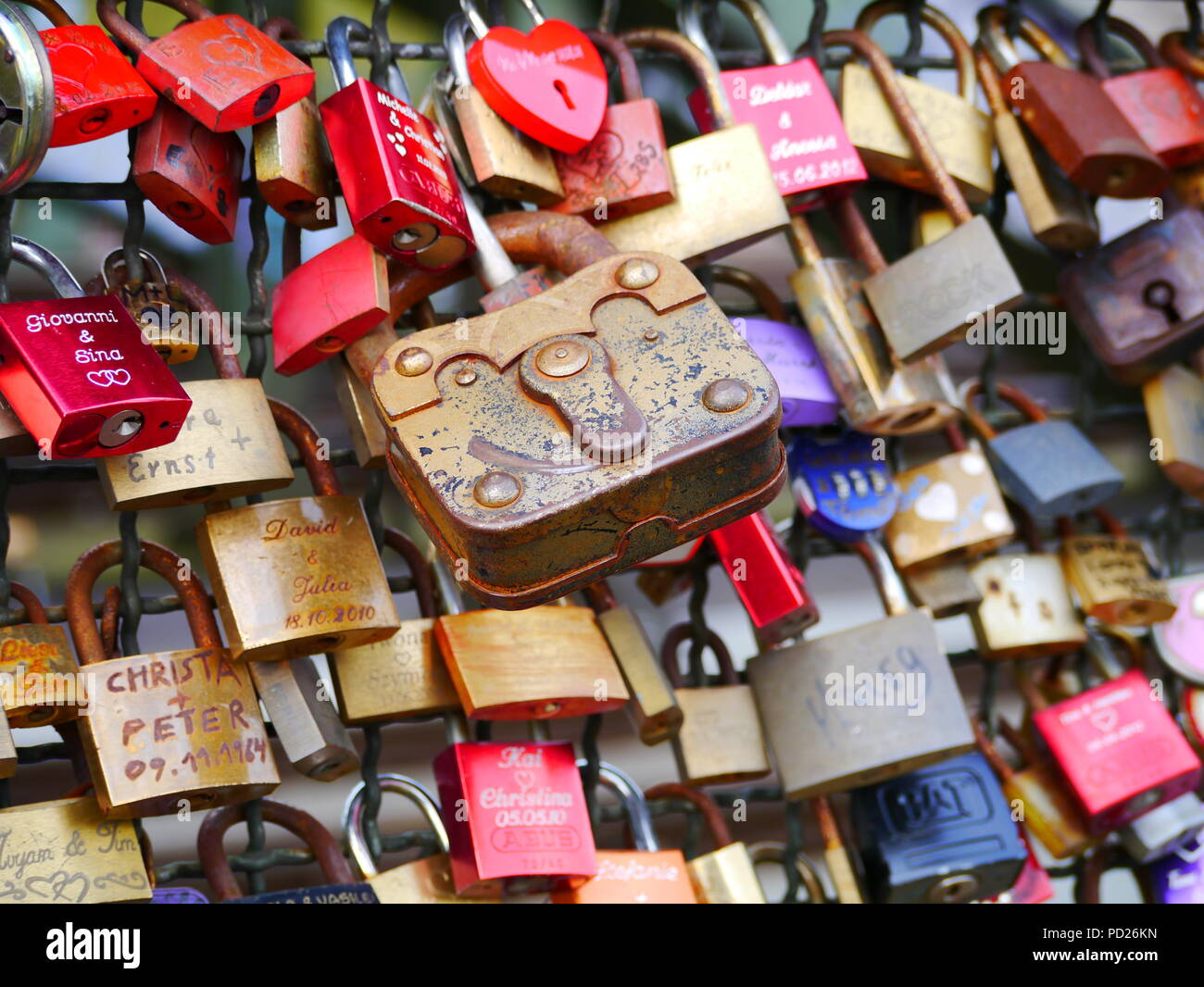 Love Locks on a Bridge Stock Photo Alamy