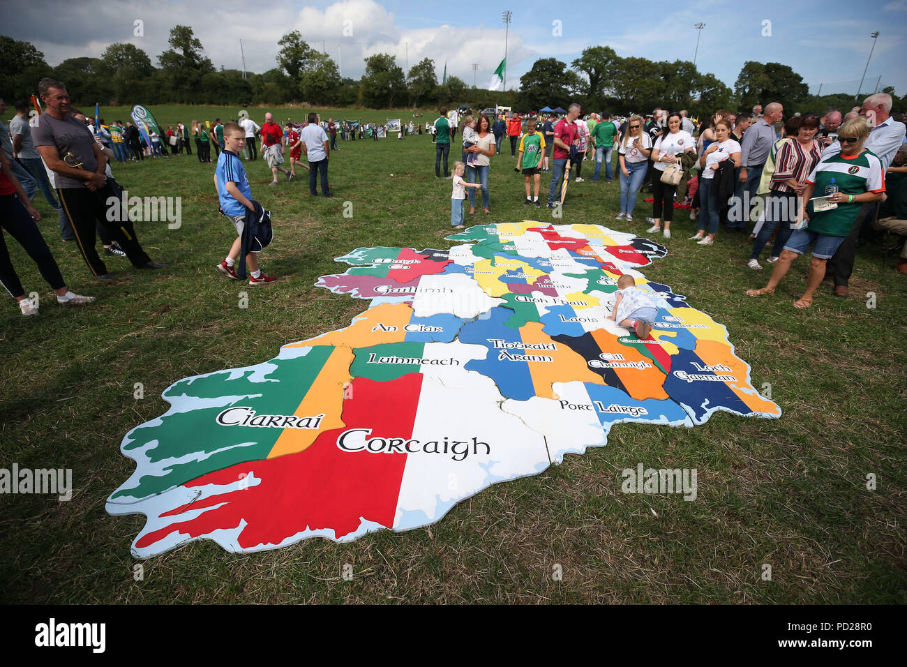 A giant jigsaw of Ireland at the 37th National Hunger Strike Commemoration in Castlewellan, County Down, Northern Ireland. Stock Photo