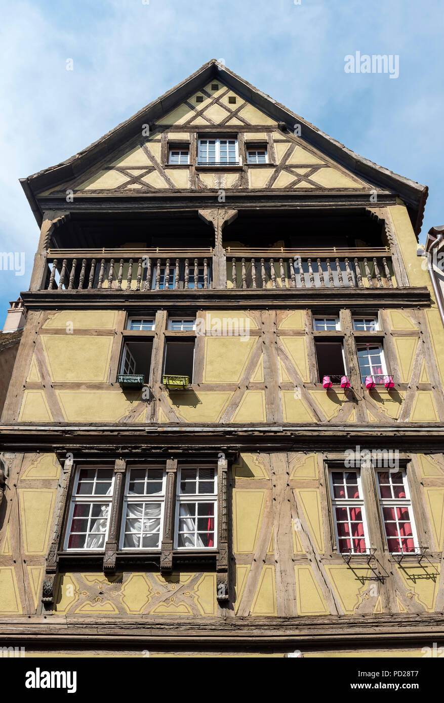 Facade of Maison zum Kragen at Rue des Marchands, Colmar, France Stock Photo