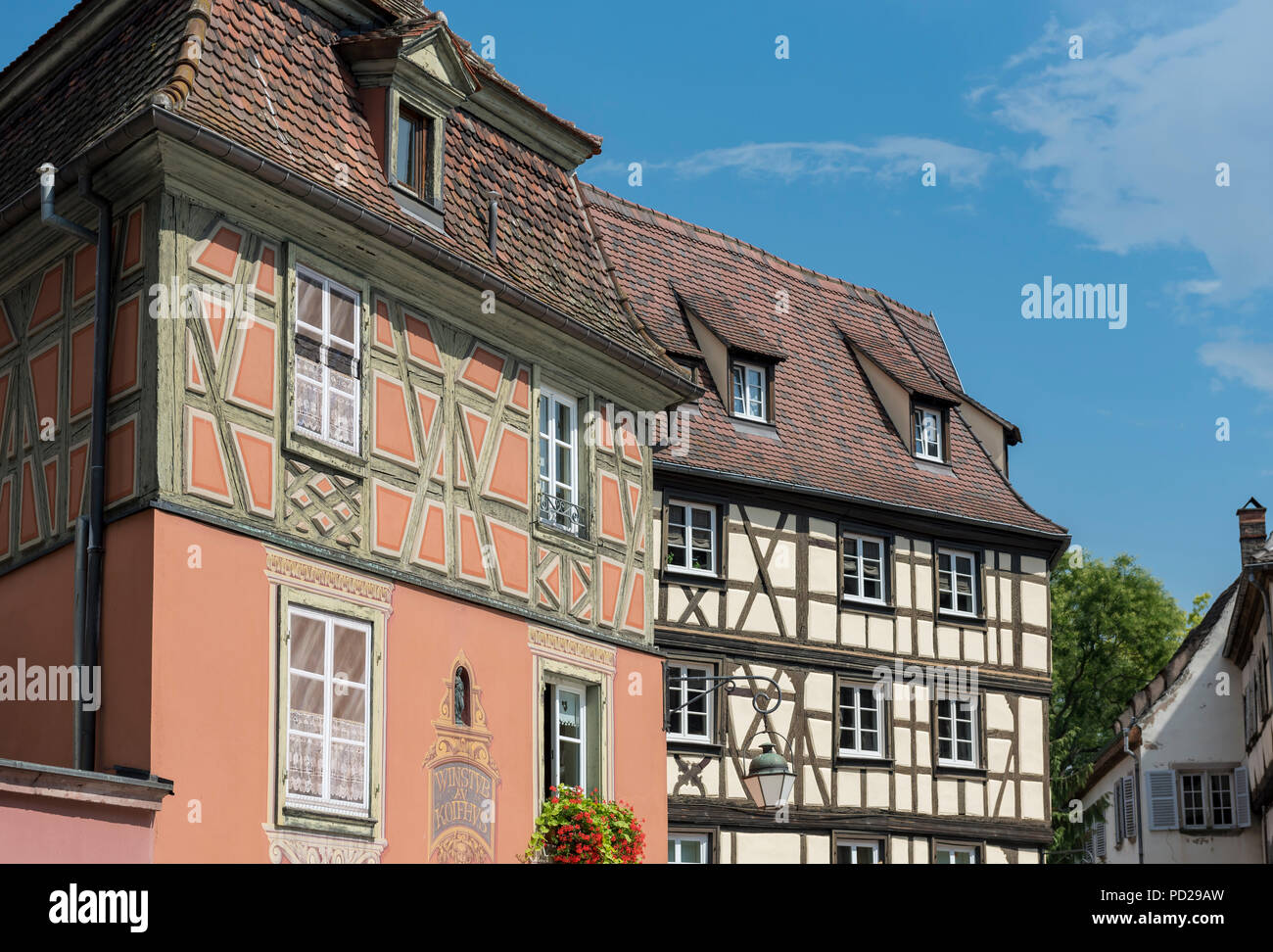 Timber-framed houses on Place de l'Ancienne Douane in Colmar, France Stock Photo