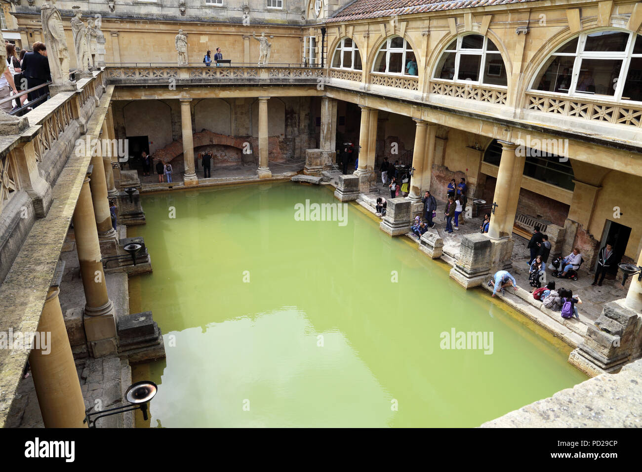 The Roman baths in Bath England. Stock Photo